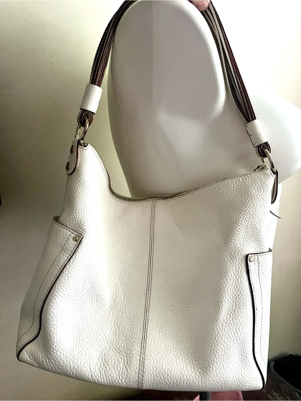 Y2K Kate Spade ♠️ White Pebbled Leather Hobo